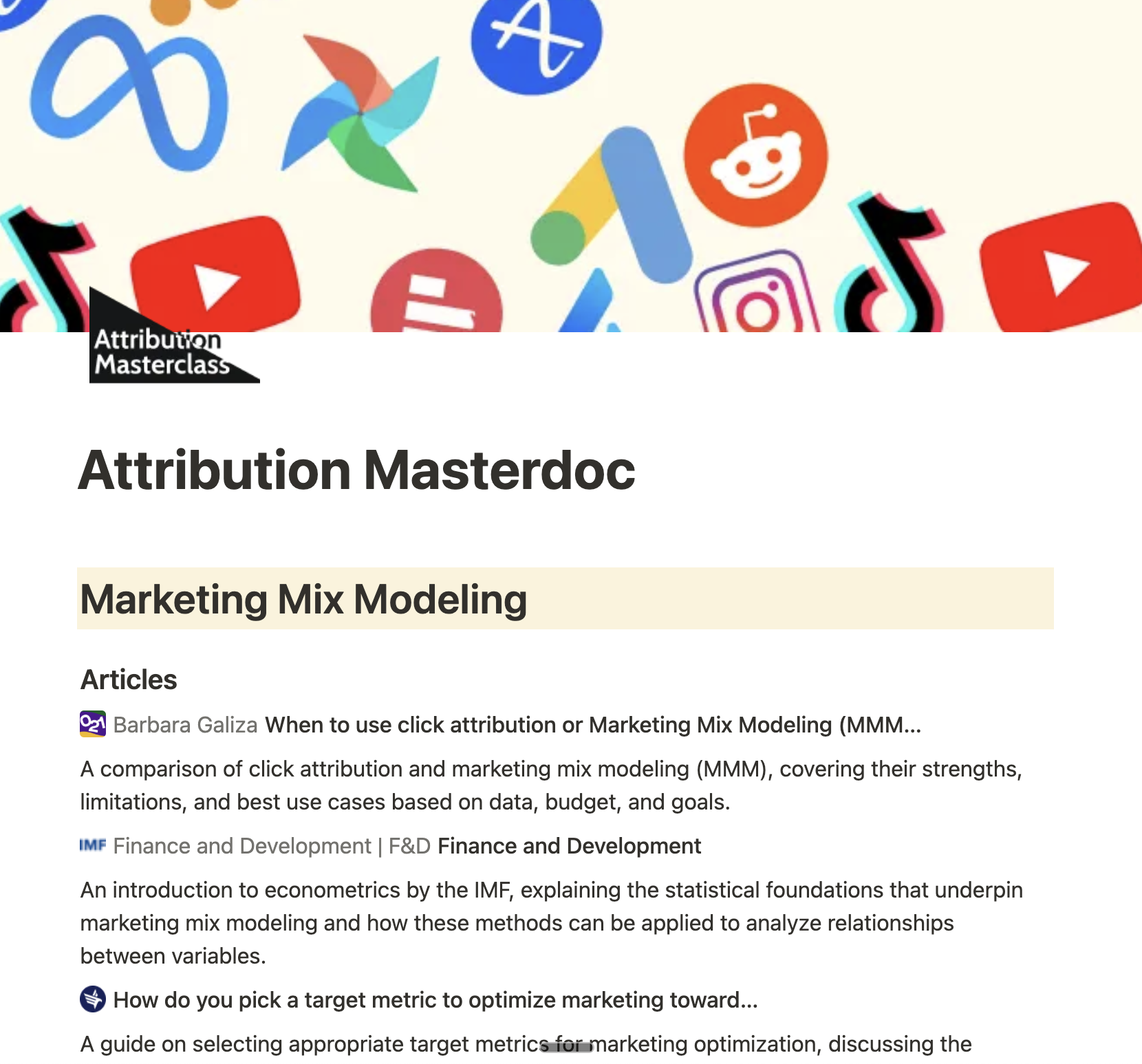 Attribution Masterdoc - Comprehensive collection of articles, models, tools, books, and podcasts covering all aspects of marketing attribution