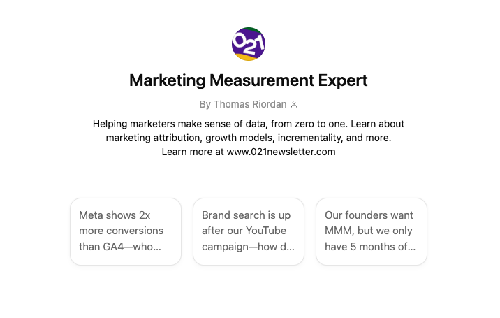 Marketing Measurement GPT - AI-powered assistant for marketing measurement and attribution